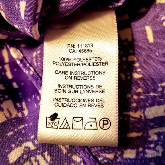 Michael Kors Designer Purple/White Long Sleeve Blouse Top W/Elastic Waist - Picture 5 of 8